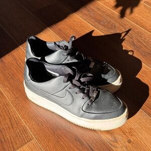 Nike Black Leather Sneakers with Cream Soles